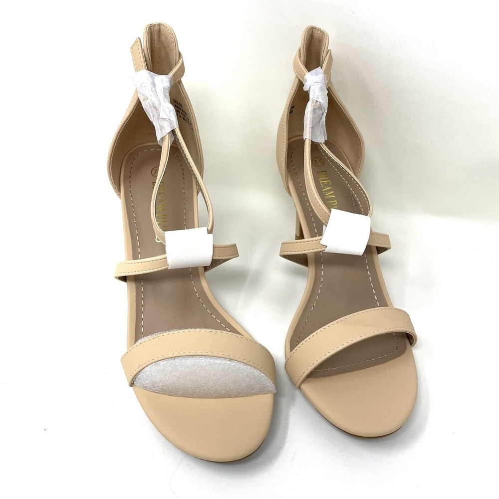 Dream Pairs Ankle Strap High Heels Shoes Womens Size 7.5 Beige Nude Sandals